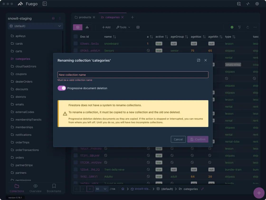 Rename Collection — Fuego screenshot