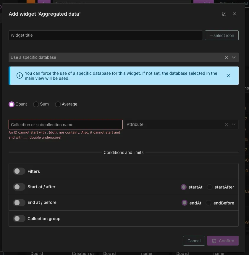 Aggregated data widget