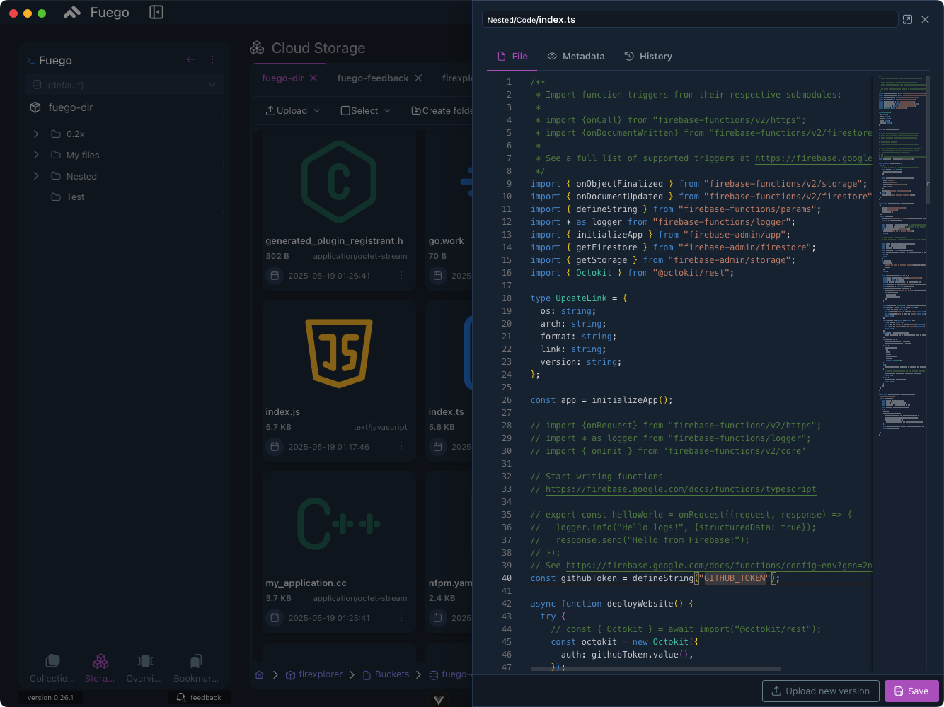 Storage: Code editor