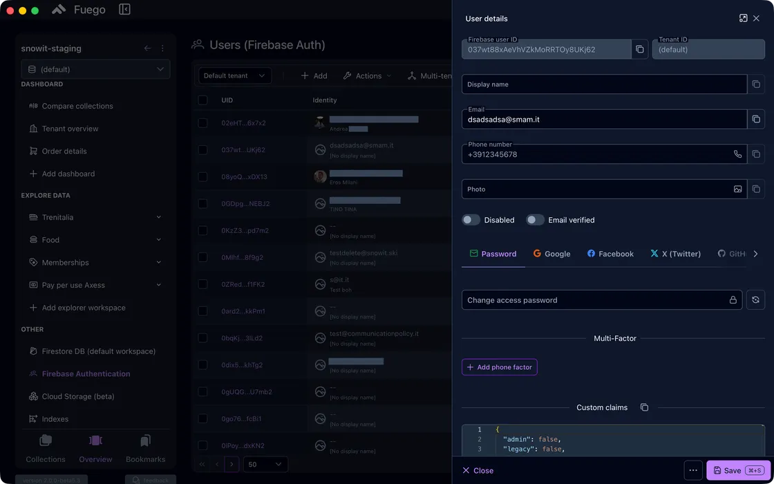 Custom Claims Management — Fuego screenshot