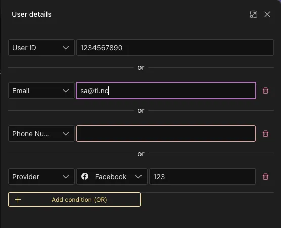 Firebase authentication filters