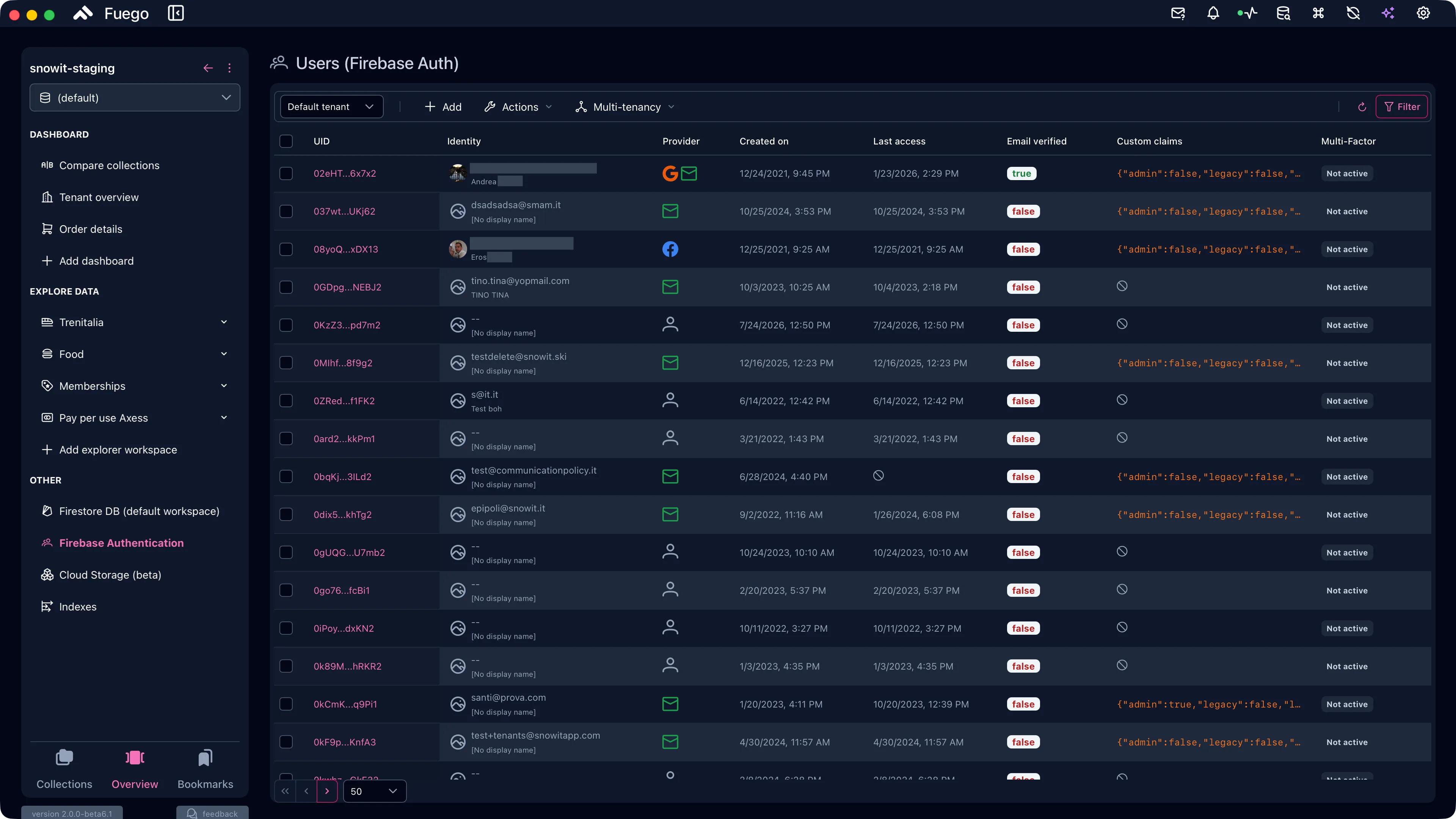Fuego Firebase Authentication user list