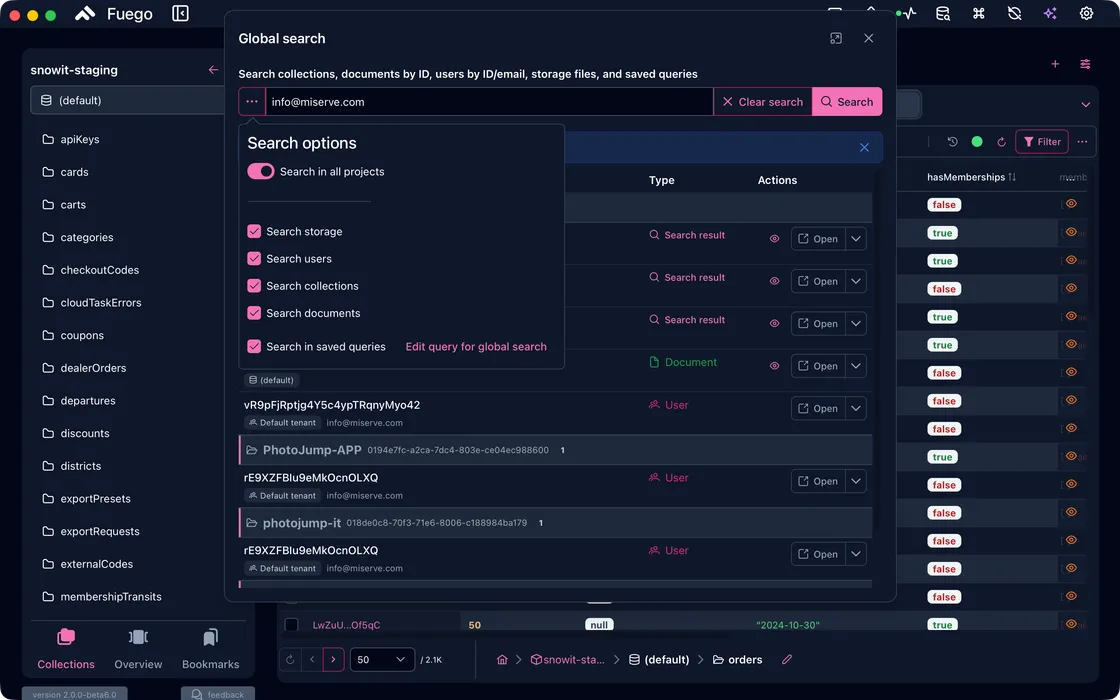 Global Search — Fuego screenshot