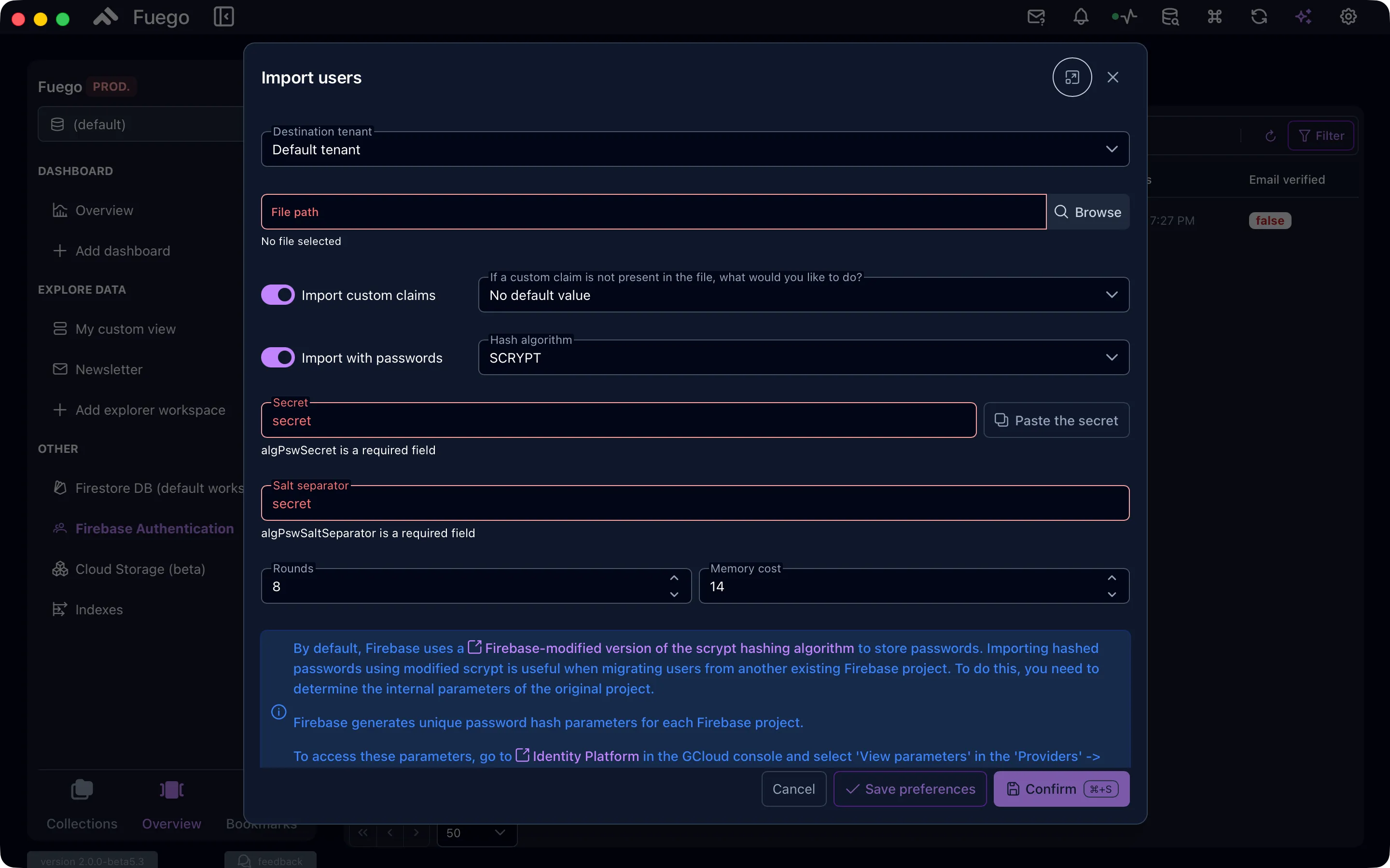Import users