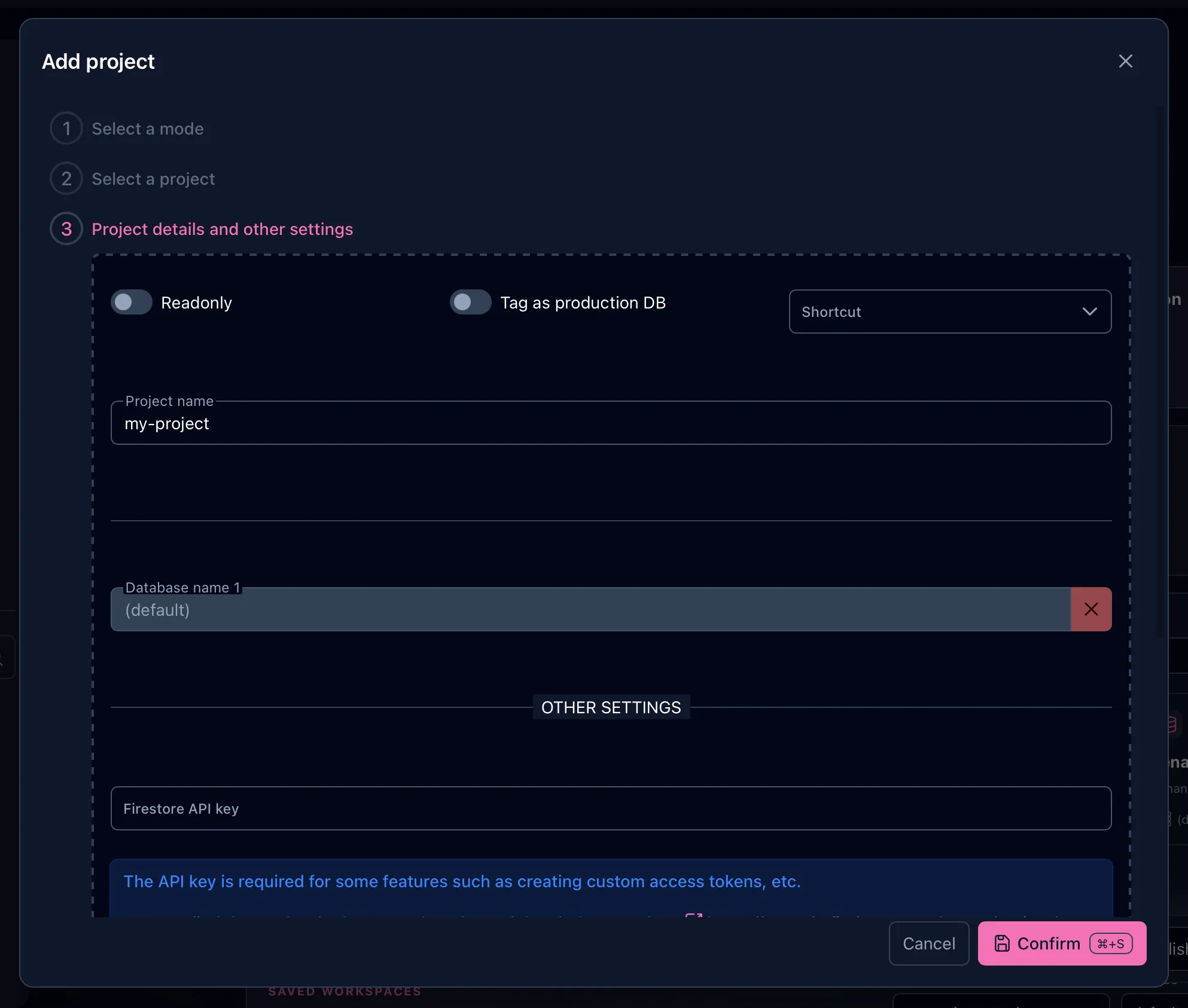 Project options