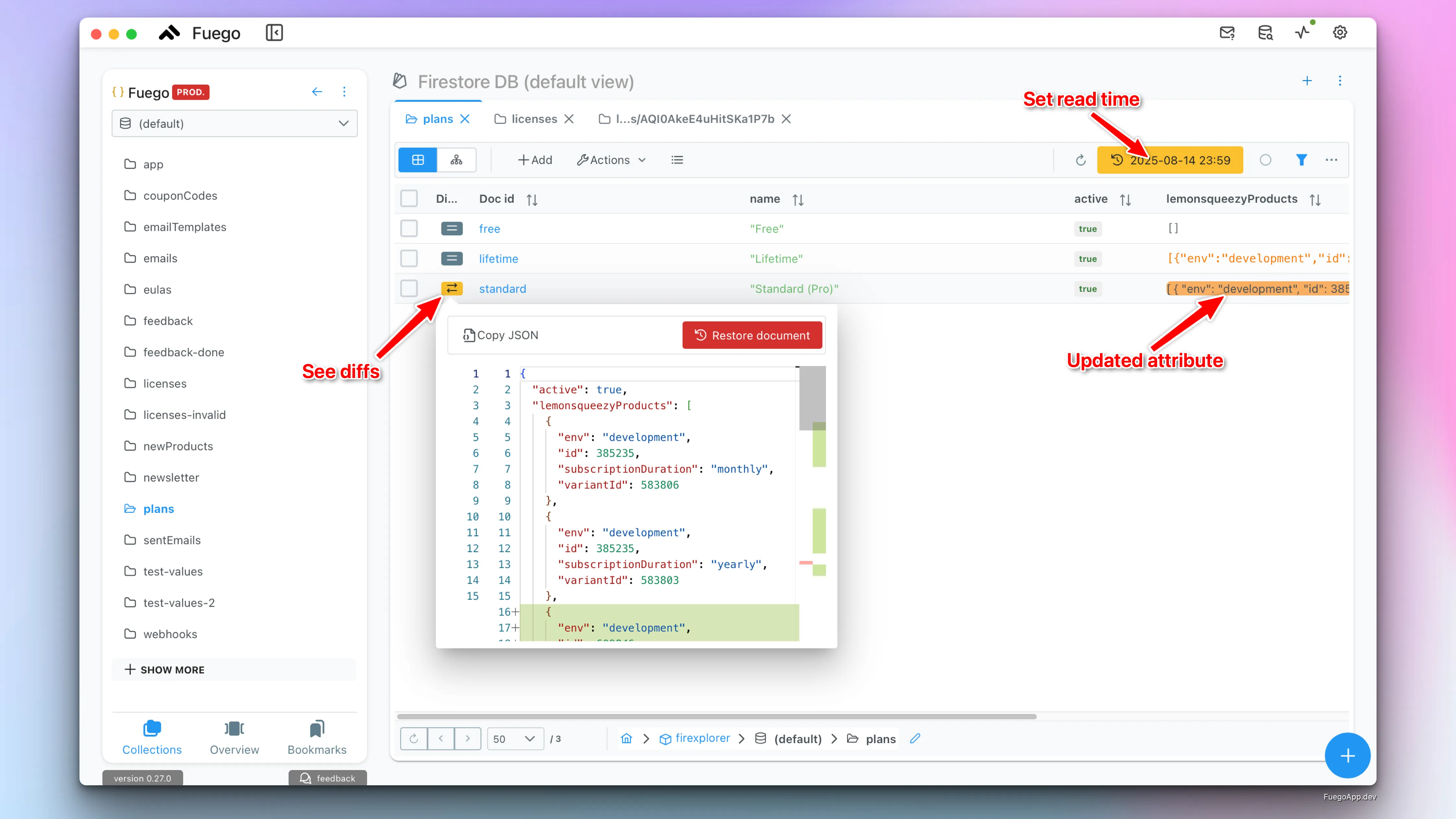 Fuego PITR Document Restore