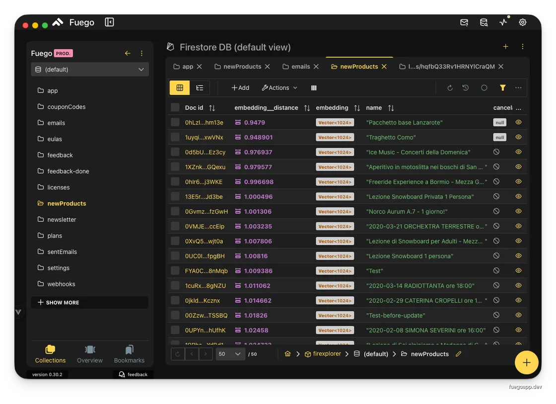 Support for Vector Type — Fuego screenshot